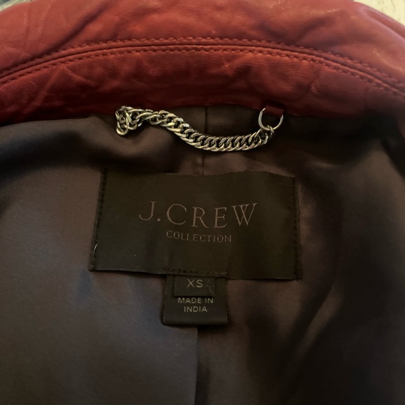 J. Crew Collection Washed Red Leather Motorcycle Jacket - Picture 3 of 5